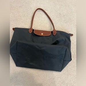 Longchamp Le Pliage tote, large, gunmetal gray